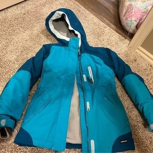 Girls Lands' End Fleece Lined Waterproof Insulated Jacket Small (7-8)